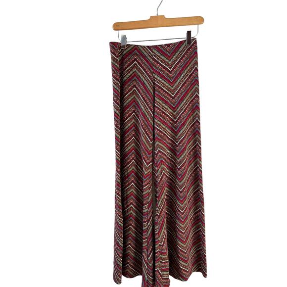 Veronica M Colorful Flared Palazzo Hippie Pants Red Boho Print S - Picture 2 of 5